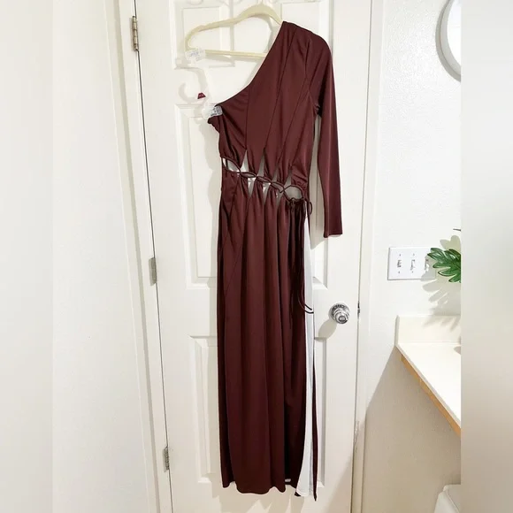 knee length dresses for ladies Antonia Jersey Maxi Dress-Rich Chestnut, Botanical Charm main image 0